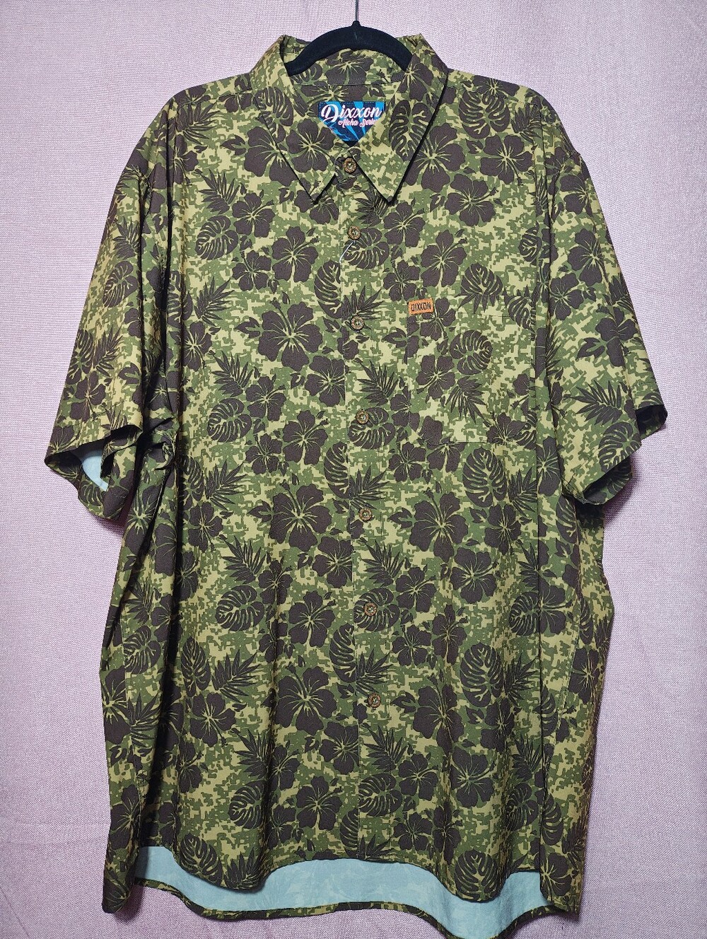 DIXXON 'Aloha Series' Green Camo Floral SS Button-Down Sz 3X